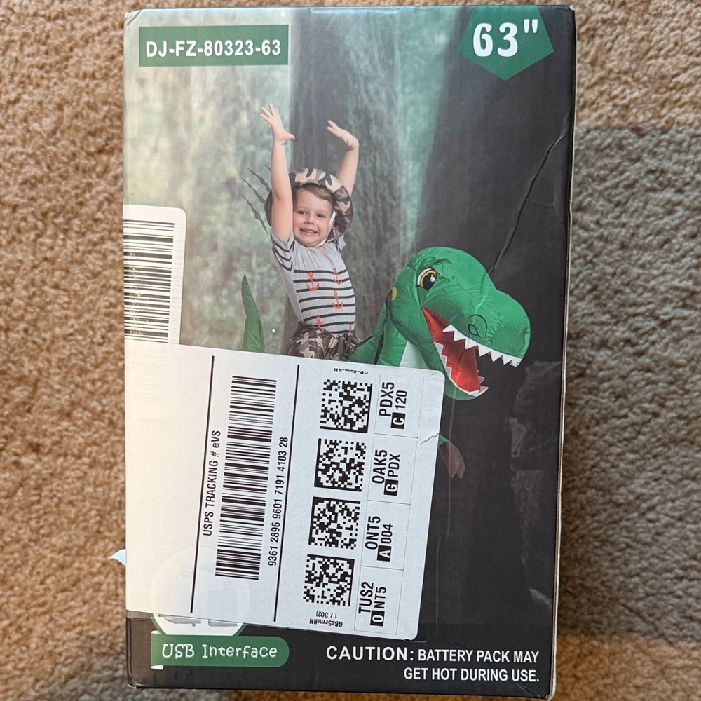 Inflatable Green Dinosaur Kids Costume - Fun Halloween Outfit